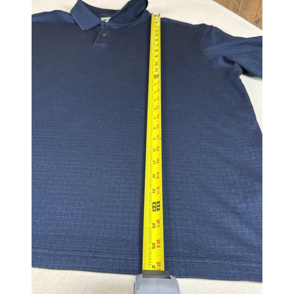 Haggar Men's Size XL Polo Shirt Blue Textured Striped Short Sleeve Cotton Blend - Picture 3 of 11